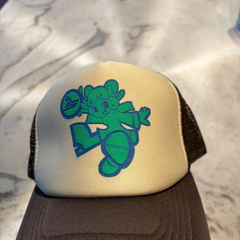 Sicko Born From Pain Ian Connor Trucker Hat Brown Green Blue Graphic Snapback
